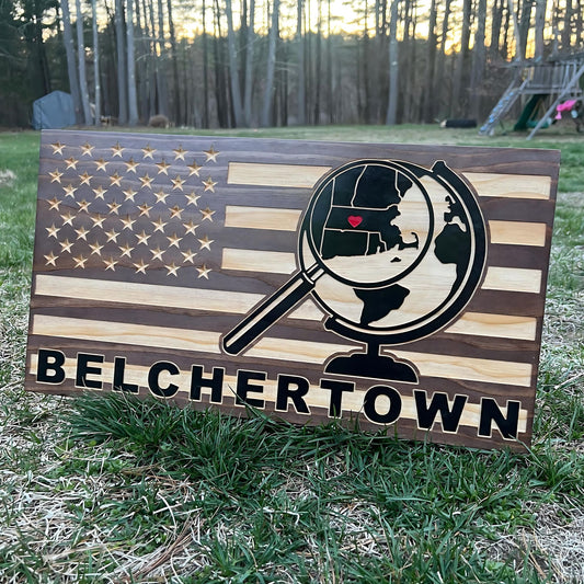 Belchertown, MA - Carved Wooden Flag