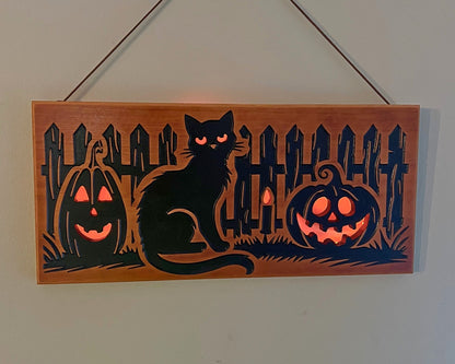 Light-Up Halloween Hanging Sign