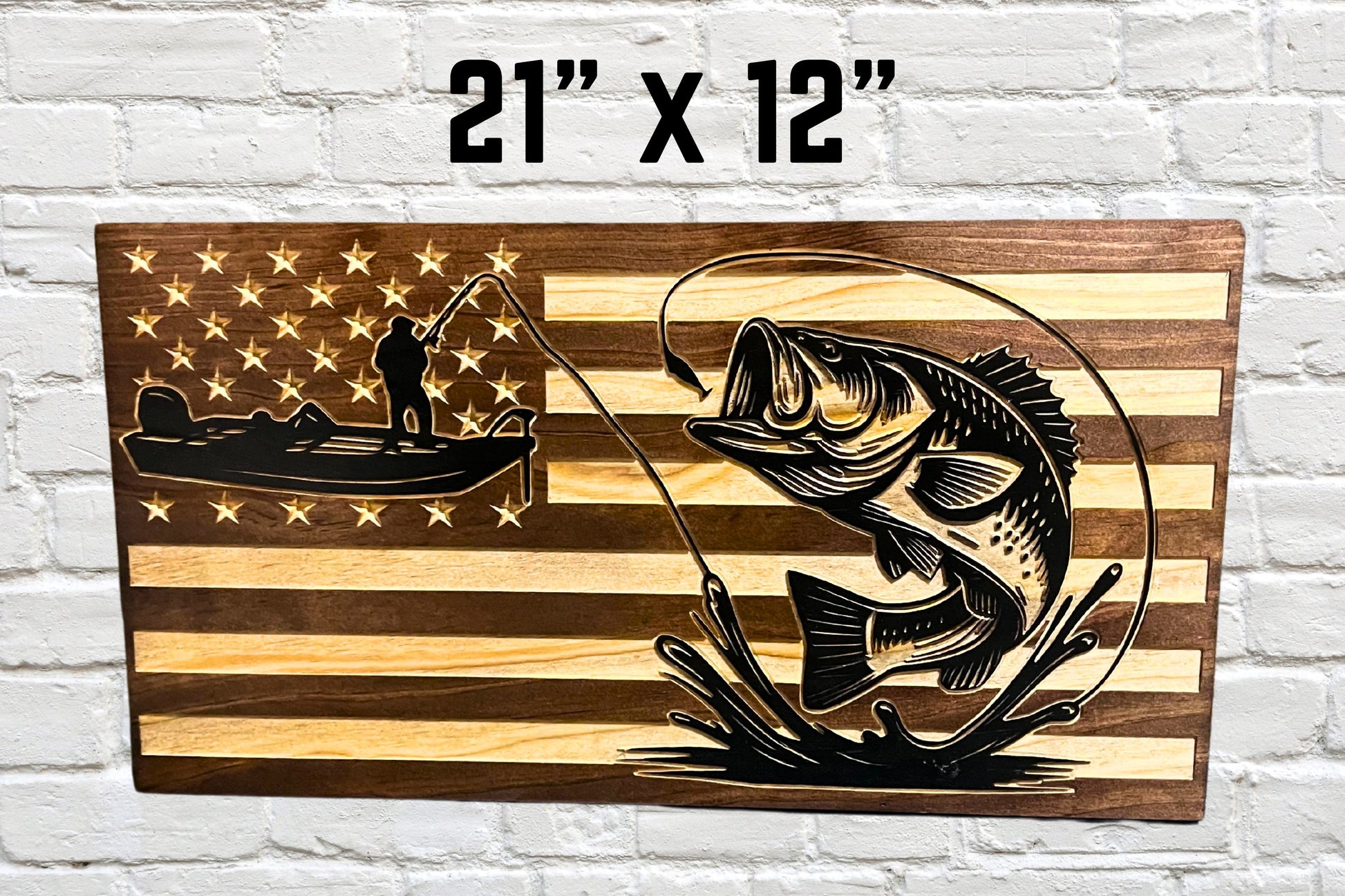 Bass Fishing Wood Flag