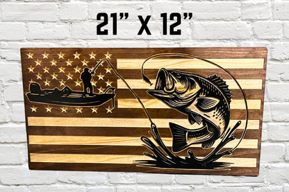 Bass Fishing Wood Flag