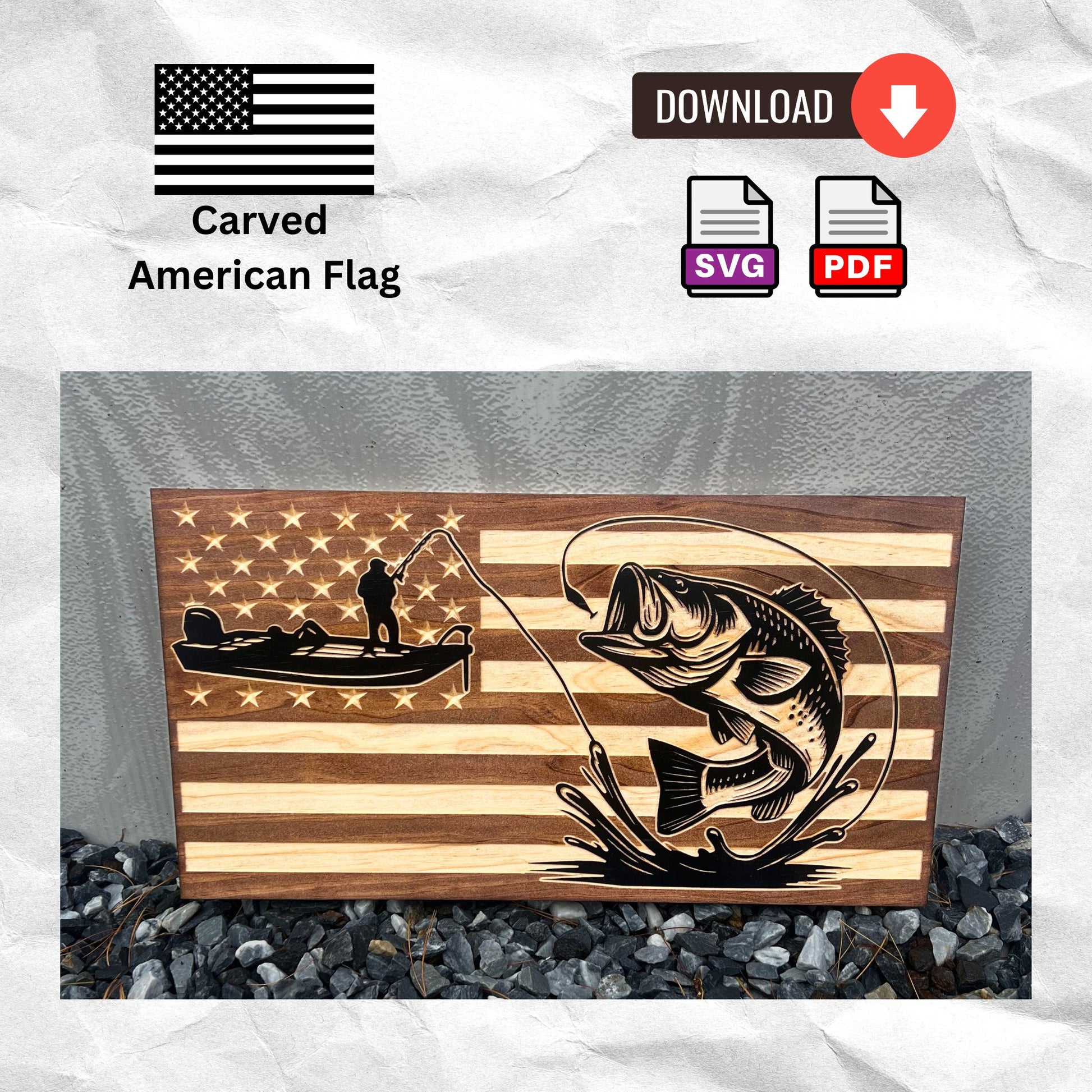 Bass Fishing Wood Flag