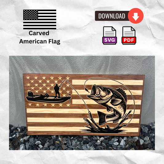 Bass Fishing Wood Flag